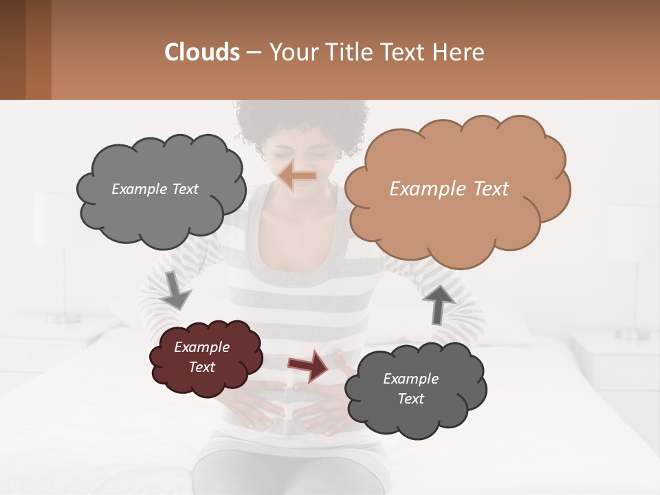 A Woman Standing On A Bed Holding Her Stomach PowerPoint Template