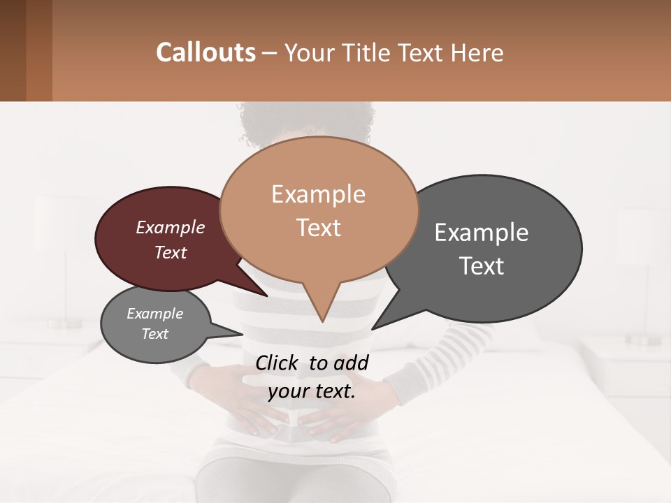 A Woman Standing On A Bed Holding Her Stomach PowerPoint Template