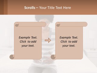 A Woman Standing On A Bed Holding Her Stomach PowerPoint Template