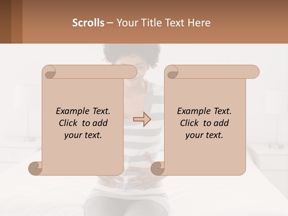 A Woman Standing On A Bed Holding Her Stomach PowerPoint Template
