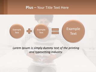 A Woman Standing On A Bed Holding Her Stomach PowerPoint Template
