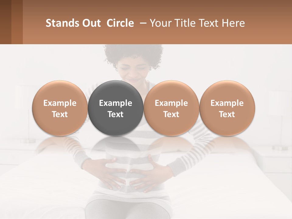 A Woman Standing On A Bed Holding Her Stomach PowerPoint Template