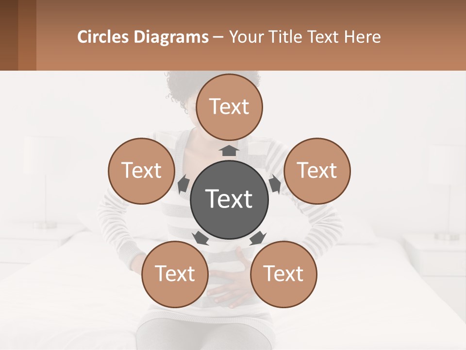 A Woman Standing On A Bed Holding Her Stomach PowerPoint Template