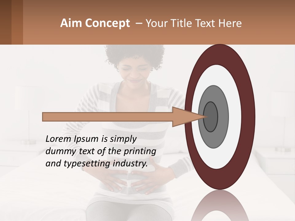 A Woman Standing On A Bed Holding Her Stomach PowerPoint Template