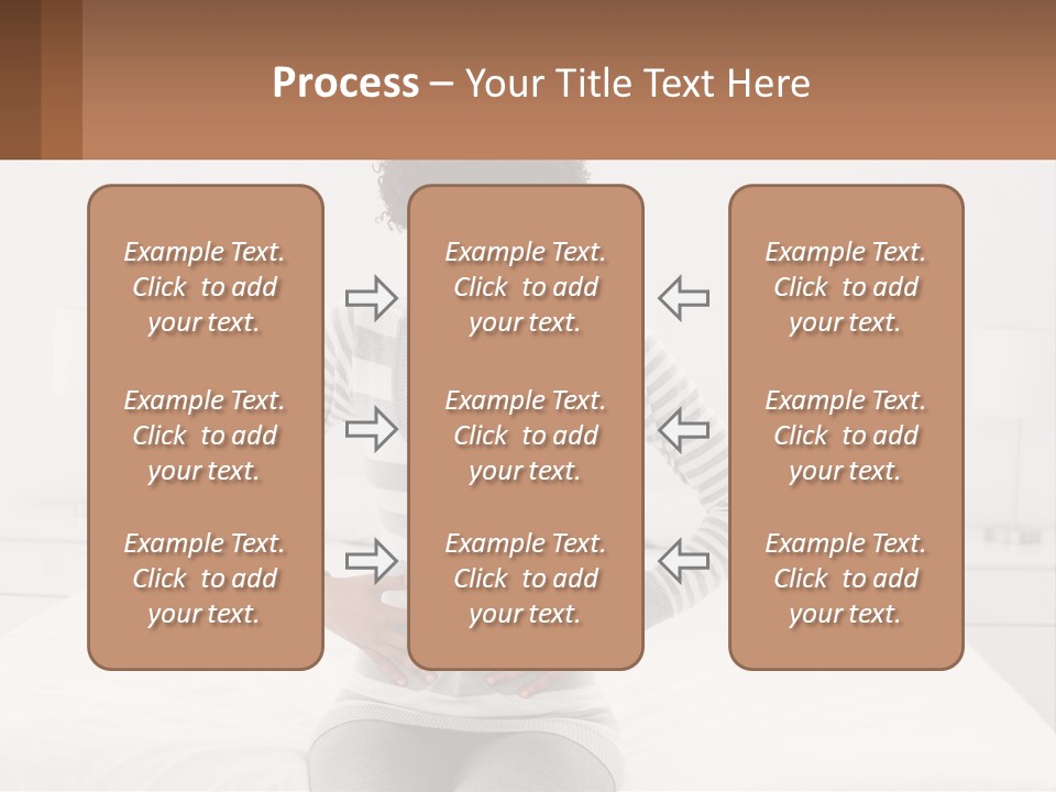 A Woman Standing On A Bed Holding Her Stomach PowerPoint Template