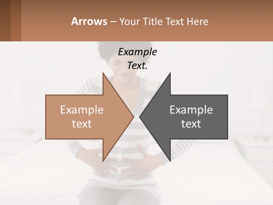 A Woman Standing On A Bed Holding Her Stomach PowerPoint Template