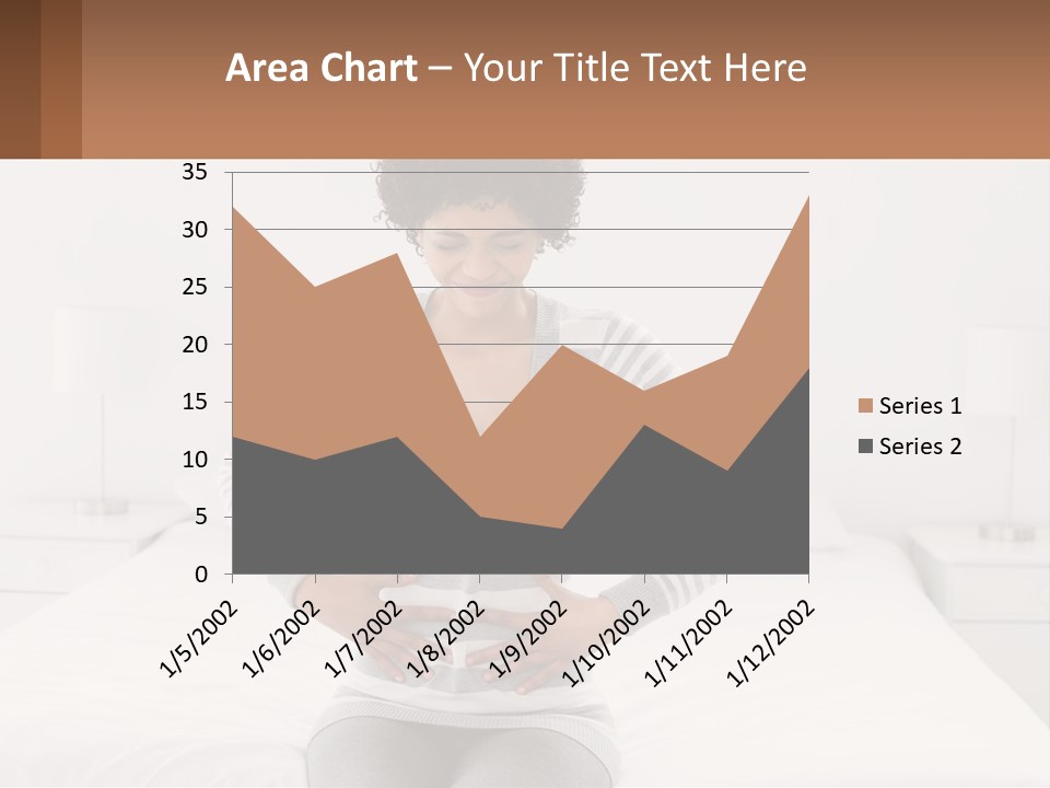 A Woman Standing On A Bed Holding Her Stomach PowerPoint Template
