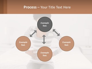 A Woman Standing On A Bed Holding Her Stomach PowerPoint Template