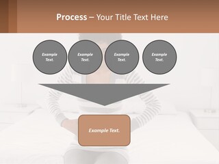 A Woman Standing On A Bed Holding Her Stomach PowerPoint Template