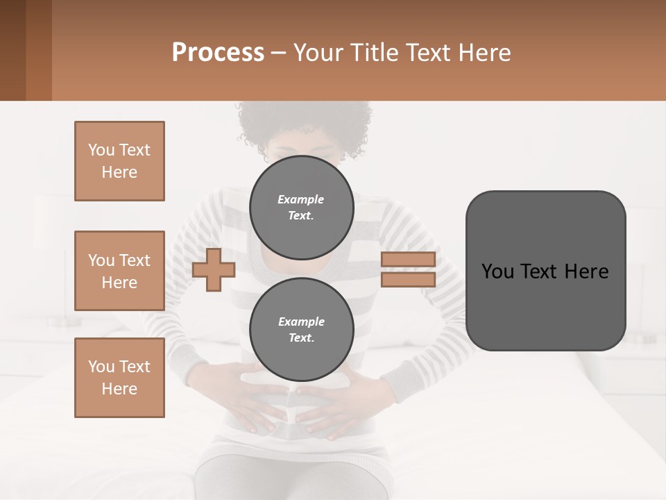 A Woman Standing On A Bed Holding Her Stomach PowerPoint Template
