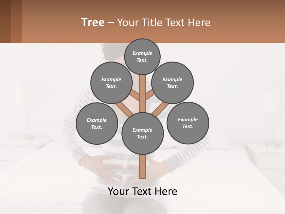 A Woman Standing On A Bed Holding Her Stomach PowerPoint Template