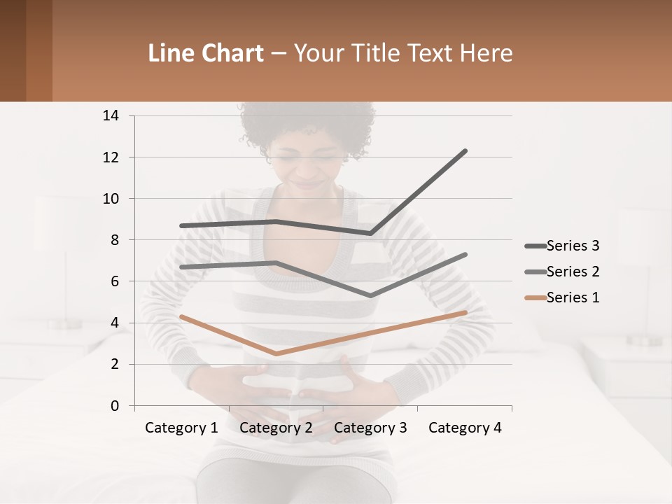 A Woman Standing On A Bed Holding Her Stomach PowerPoint Template