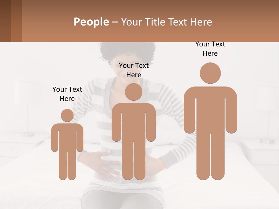 A Woman Standing On A Bed Holding Her Stomach PowerPoint Template