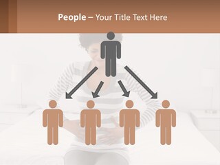 A Woman Standing On A Bed Holding Her Stomach PowerPoint Template