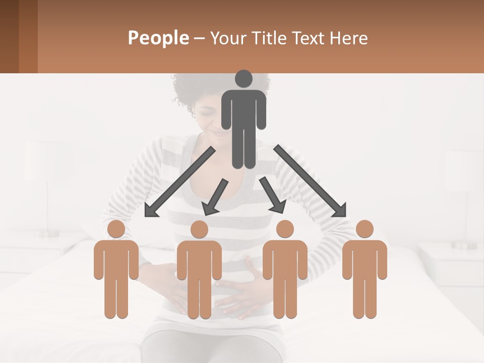 A Woman Standing On A Bed Holding Her Stomach PowerPoint Template
