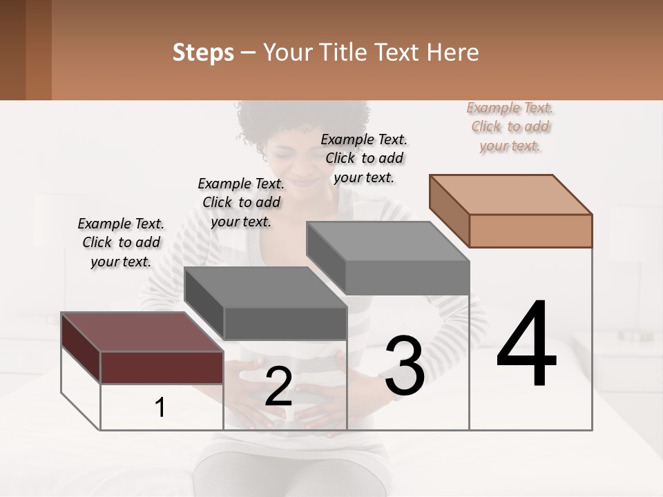 A Woman Standing On A Bed Holding Her Stomach PowerPoint Template
