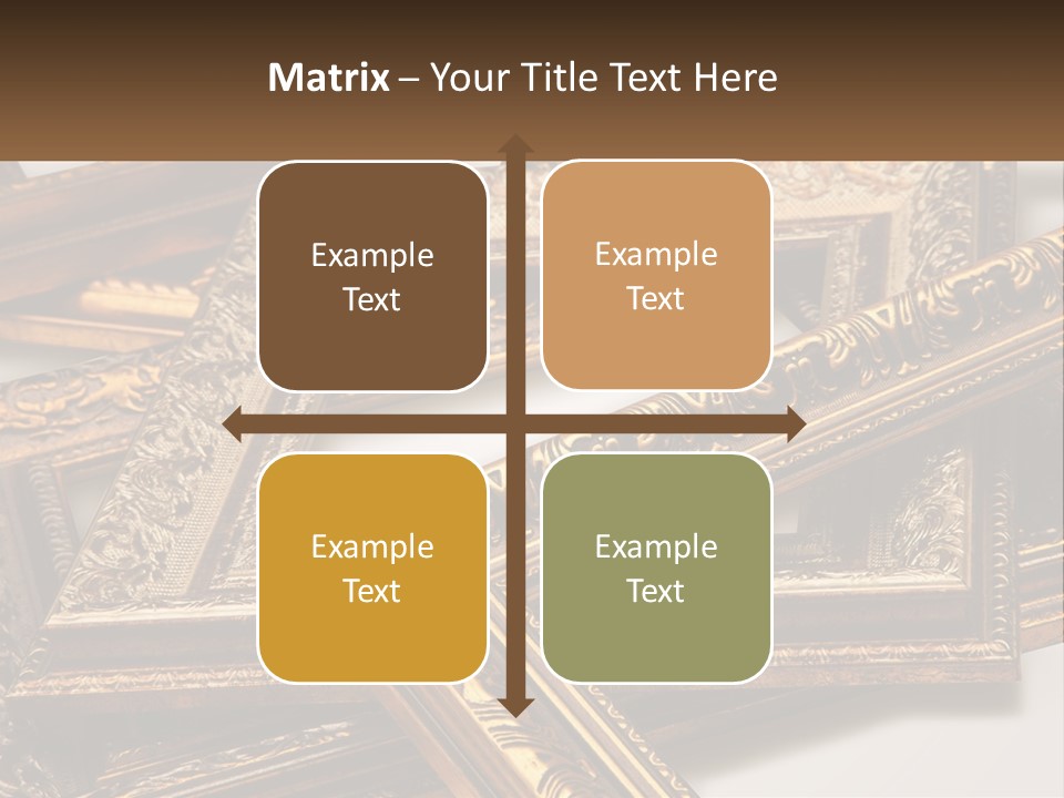 A Group Of Gold Framed Pictures On A White Surface PowerPoint Template