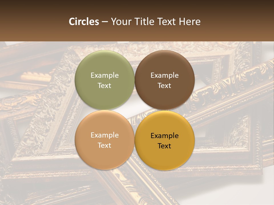 A Group Of Gold Framed Pictures On A White Surface PowerPoint Template