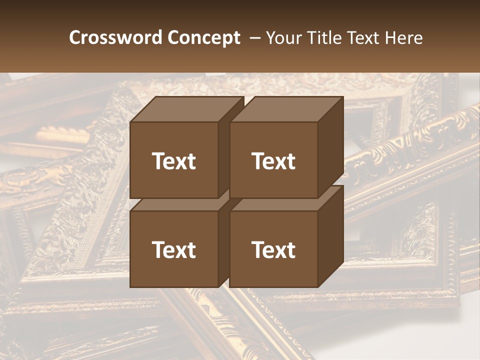 A Group Of Gold Framed Pictures On A White Surface PowerPoint Template