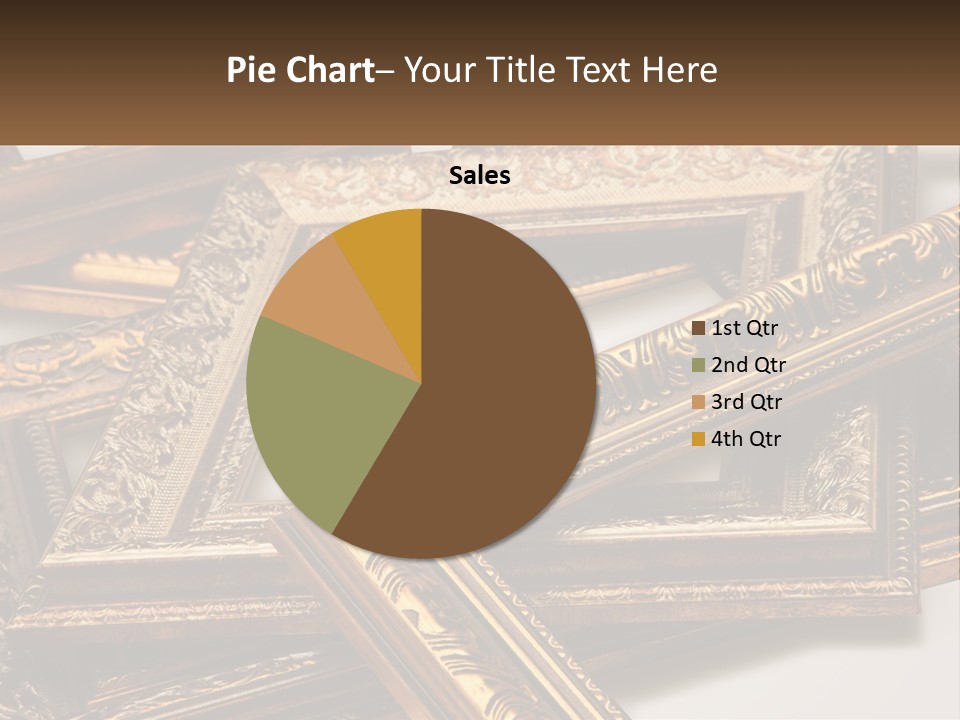 A Group Of Gold Framed Pictures On A White Surface PowerPoint Template