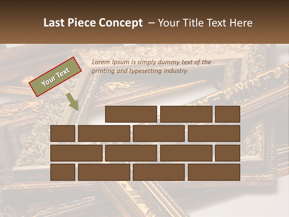 A Group Of Gold Framed Pictures On A White Surface PowerPoint Template