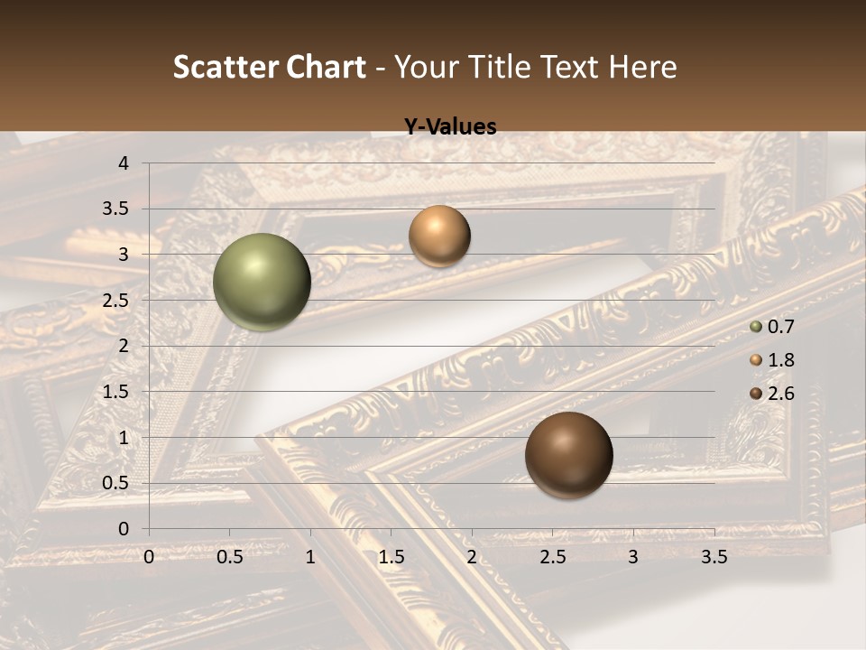A Group Of Gold Framed Pictures On A White Surface PowerPoint Template