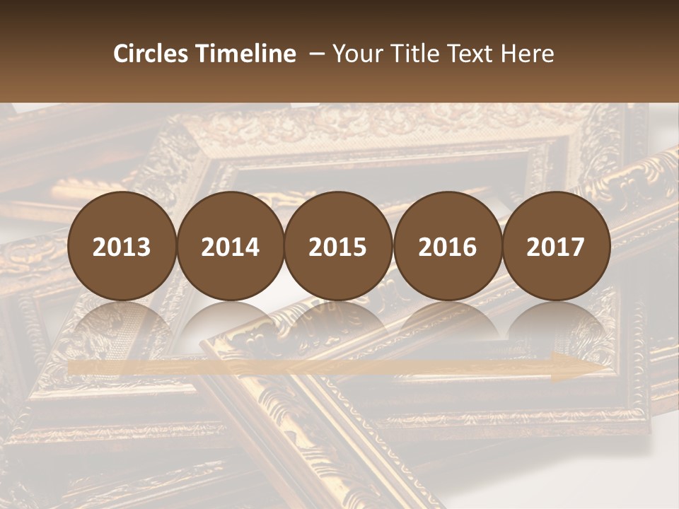 A Group Of Gold Framed Pictures On A White Surface PowerPoint Template