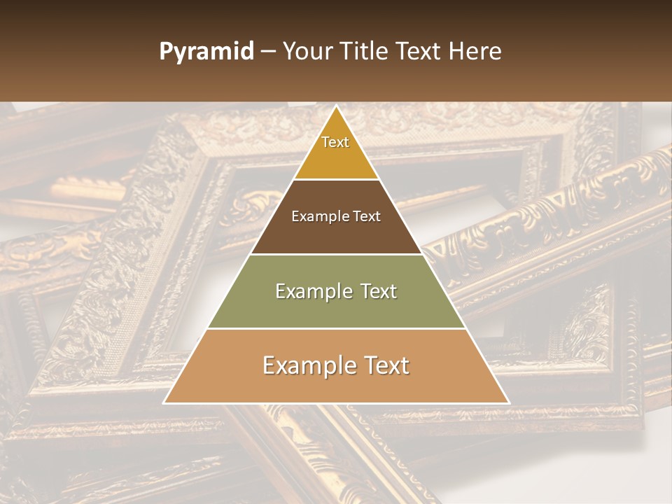 A Group Of Gold Framed Pictures On A White Surface PowerPoint Template