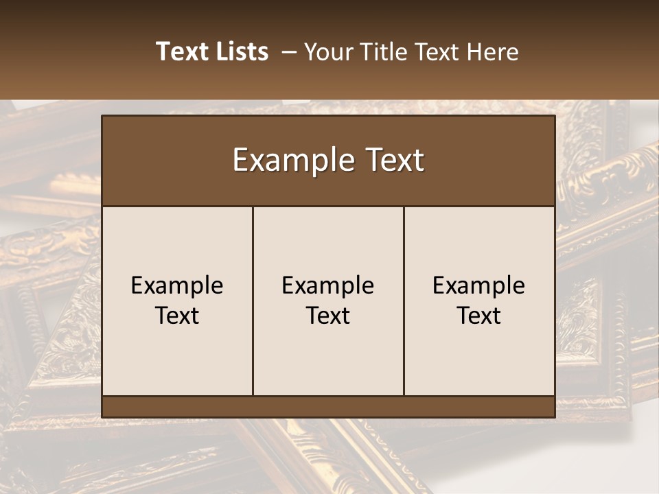 A Group Of Gold Framed Pictures On A White Surface PowerPoint Template