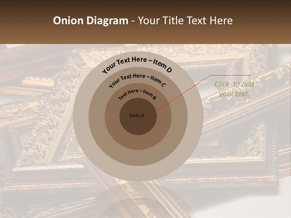 A Group Of Gold Framed Pictures On A White Surface PowerPoint Template