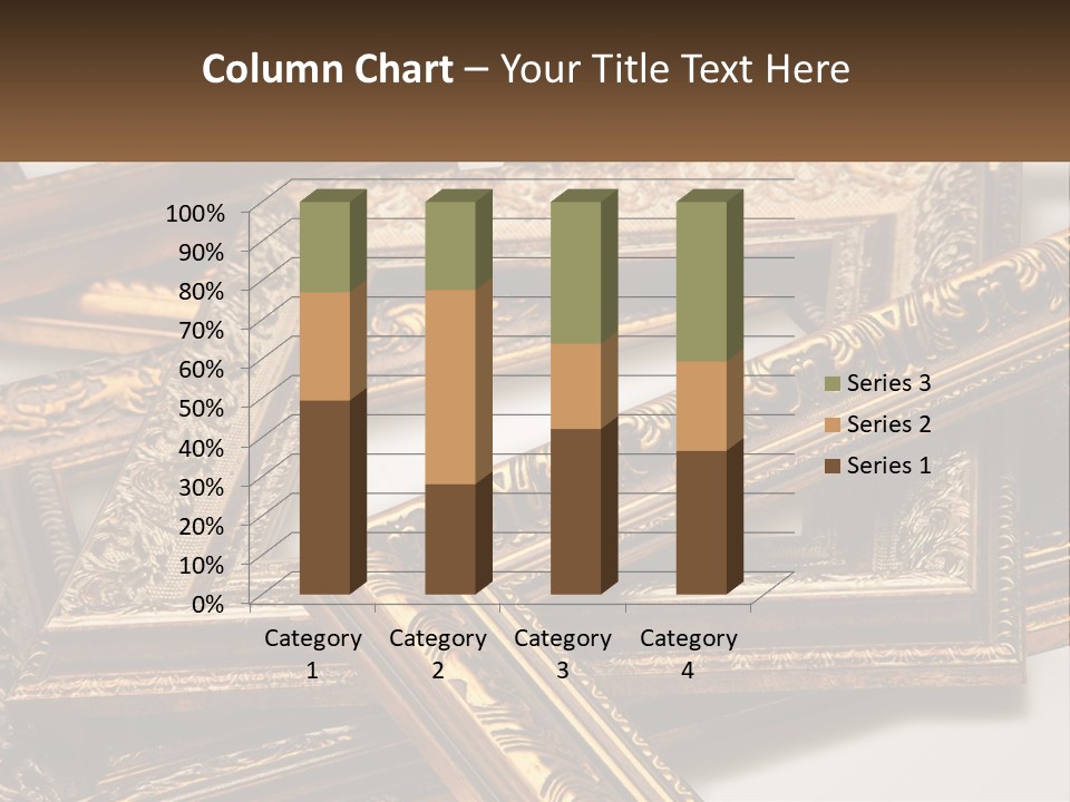 A Group Of Gold Framed Pictures On A White Surface PowerPoint Template