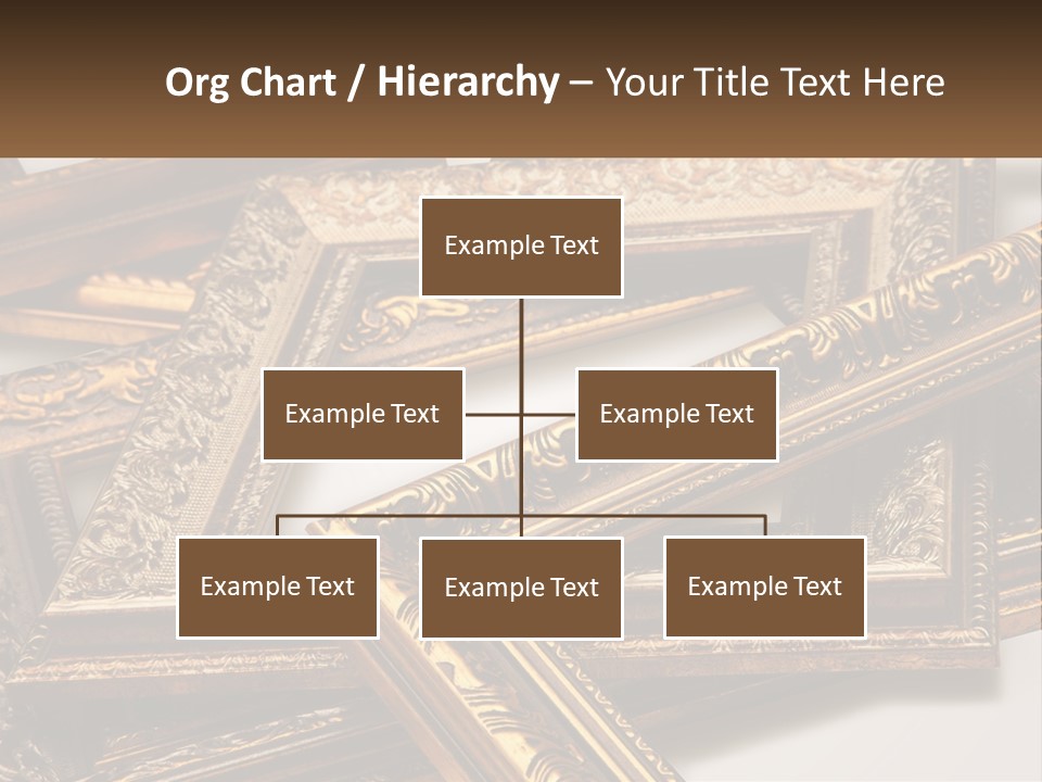 A Group Of Gold Framed Pictures On A White Surface PowerPoint Template