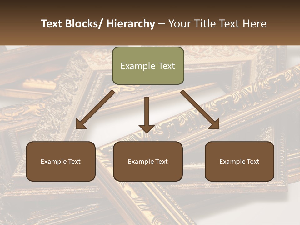 A Group Of Gold Framed Pictures On A White Surface PowerPoint Template