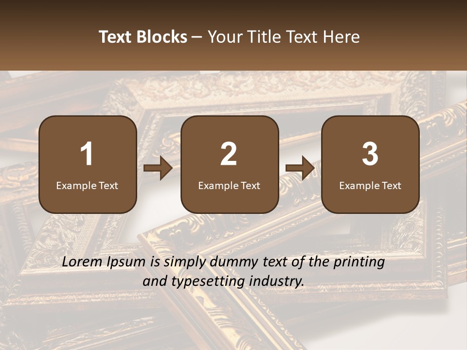 A Group Of Gold Framed Pictures On A White Surface PowerPoint Template