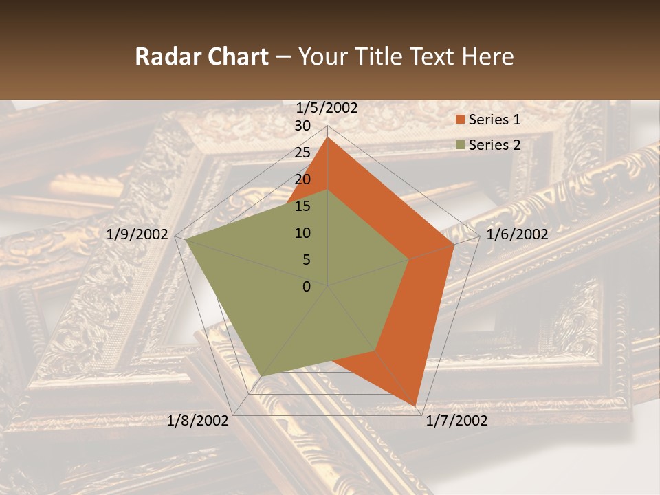 A Group Of Gold Framed Pictures On A White Surface PowerPoint Template