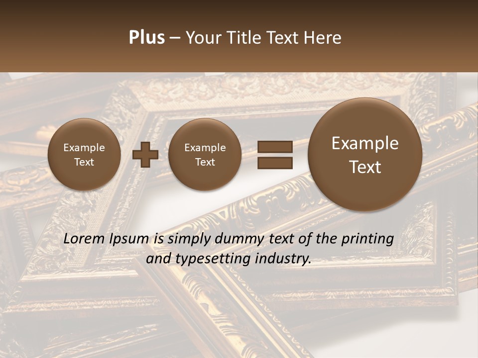 A Group Of Gold Framed Pictures On A White Surface PowerPoint Template