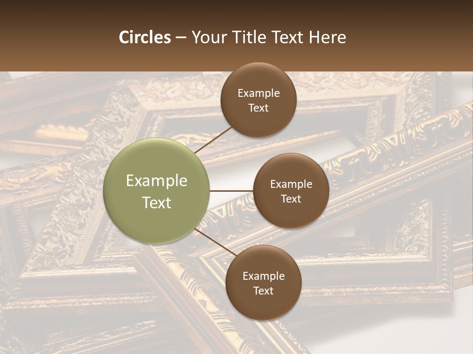 A Group Of Gold Framed Pictures On A White Surface PowerPoint Template