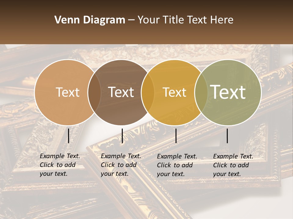 A Group Of Gold Framed Pictures On A White Surface PowerPoint Template
