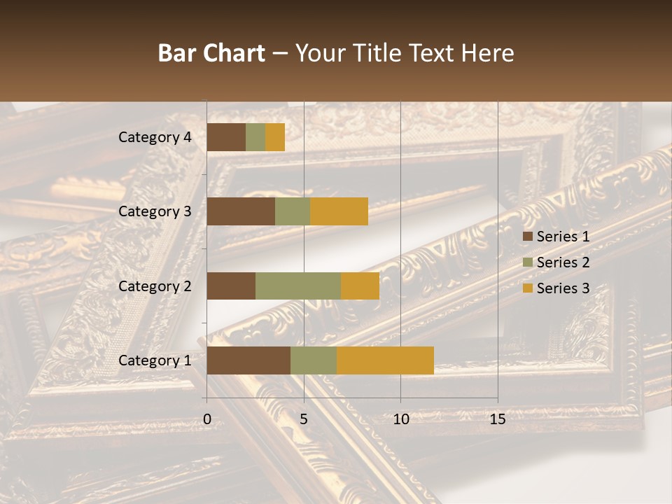 A Group Of Gold Framed Pictures On A White Surface PowerPoint Template