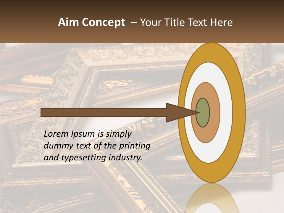 A Group Of Gold Framed Pictures On A White Surface PowerPoint Template