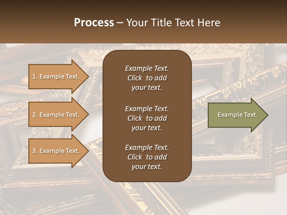 A Group Of Gold Framed Pictures On A White Surface PowerPoint Template