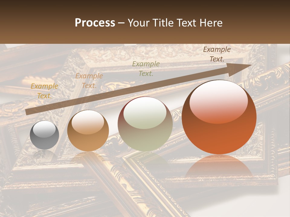 A Group Of Gold Framed Pictures On A White Surface PowerPoint Template