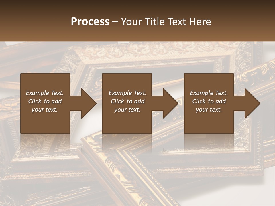 A Group Of Gold Framed Pictures On A White Surface PowerPoint Template