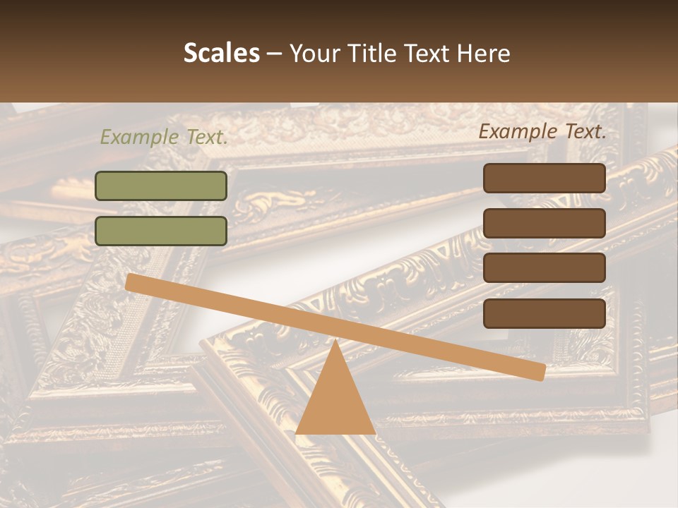 A Group Of Gold Framed Pictures On A White Surface PowerPoint Template