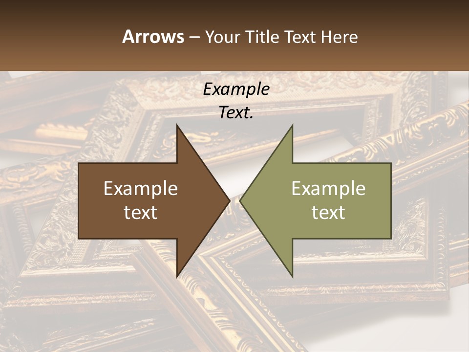 A Group Of Gold Framed Pictures On A White Surface PowerPoint Template