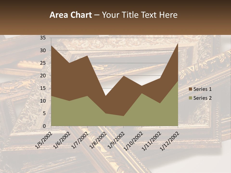 A Group Of Gold Framed Pictures On A White Surface PowerPoint Template