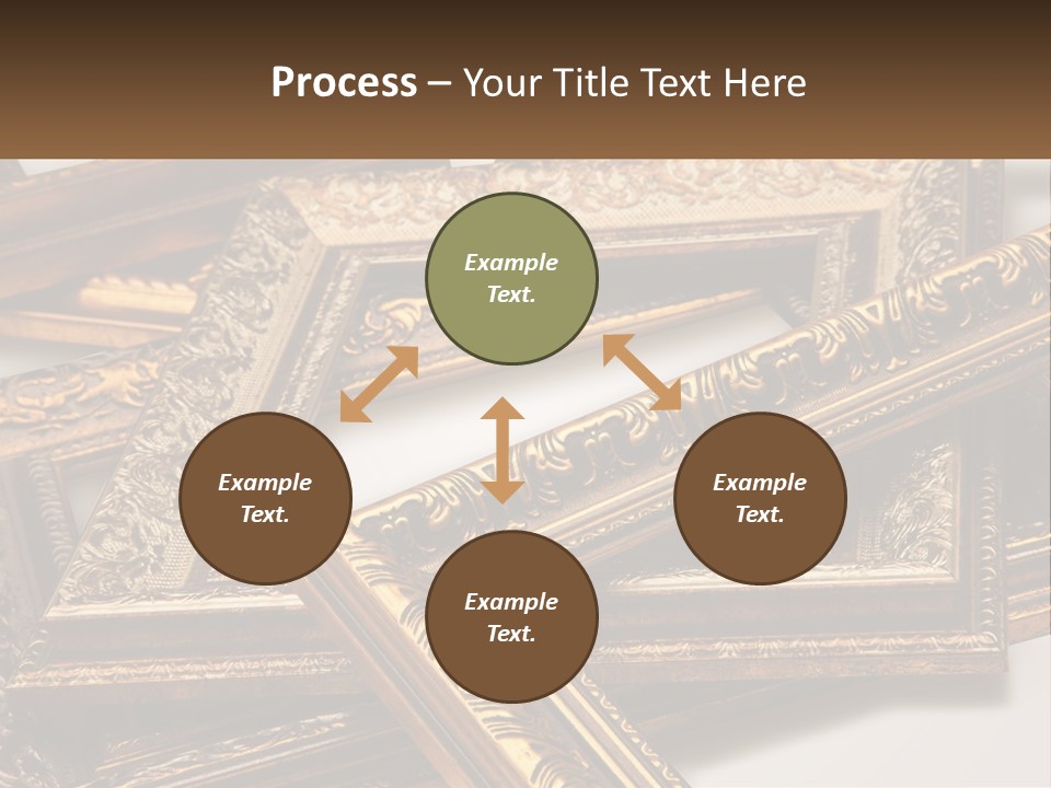 A Group Of Gold Framed Pictures On A White Surface PowerPoint Template
