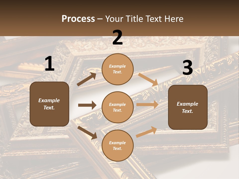 A Group Of Gold Framed Pictures On A White Surface PowerPoint Template