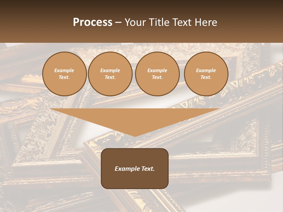 A Group Of Gold Framed Pictures On A White Surface PowerPoint Template