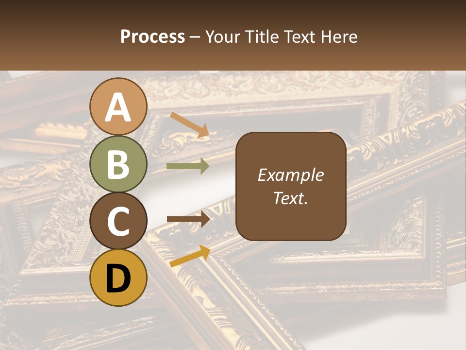 A Group Of Gold Framed Pictures On A White Surface PowerPoint Template